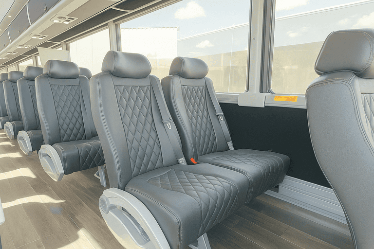 interior of St Charles Coach Bus Service charter bus