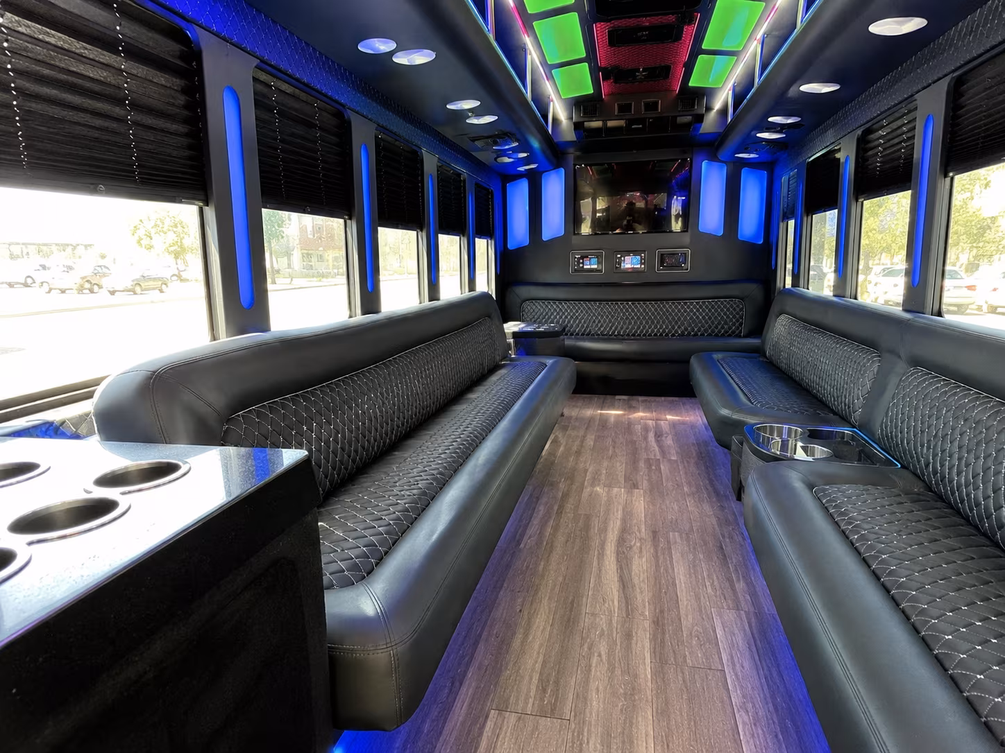 st charles 15 passenger party bus inside
