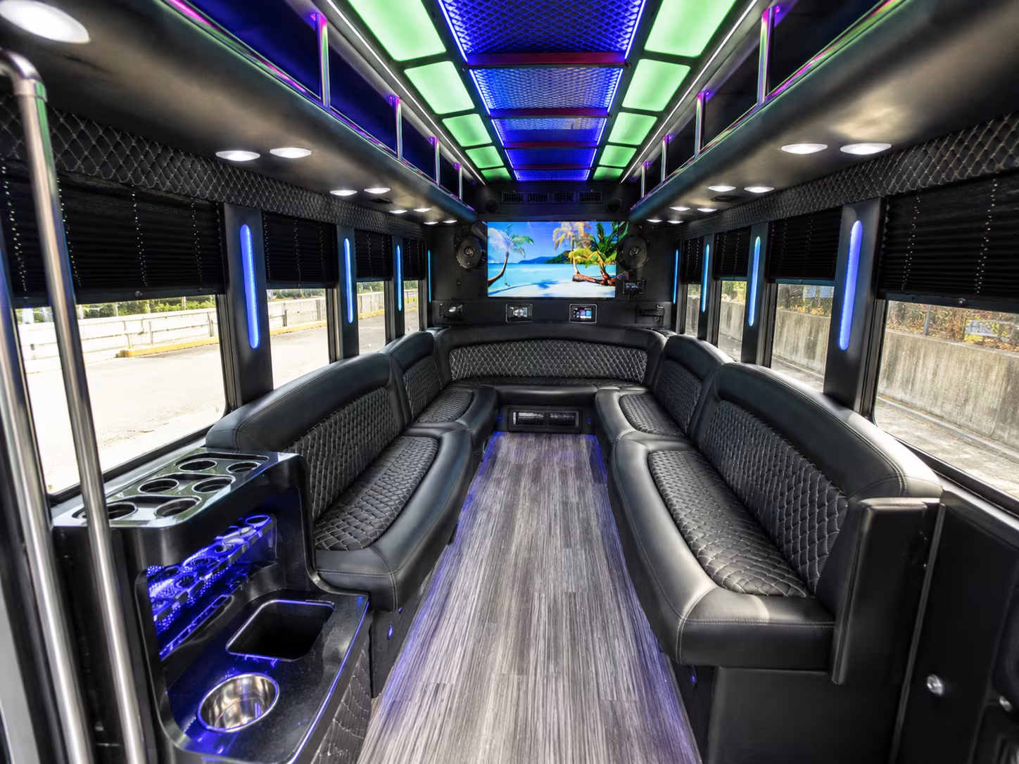 st charles 18 passenger party bus inside