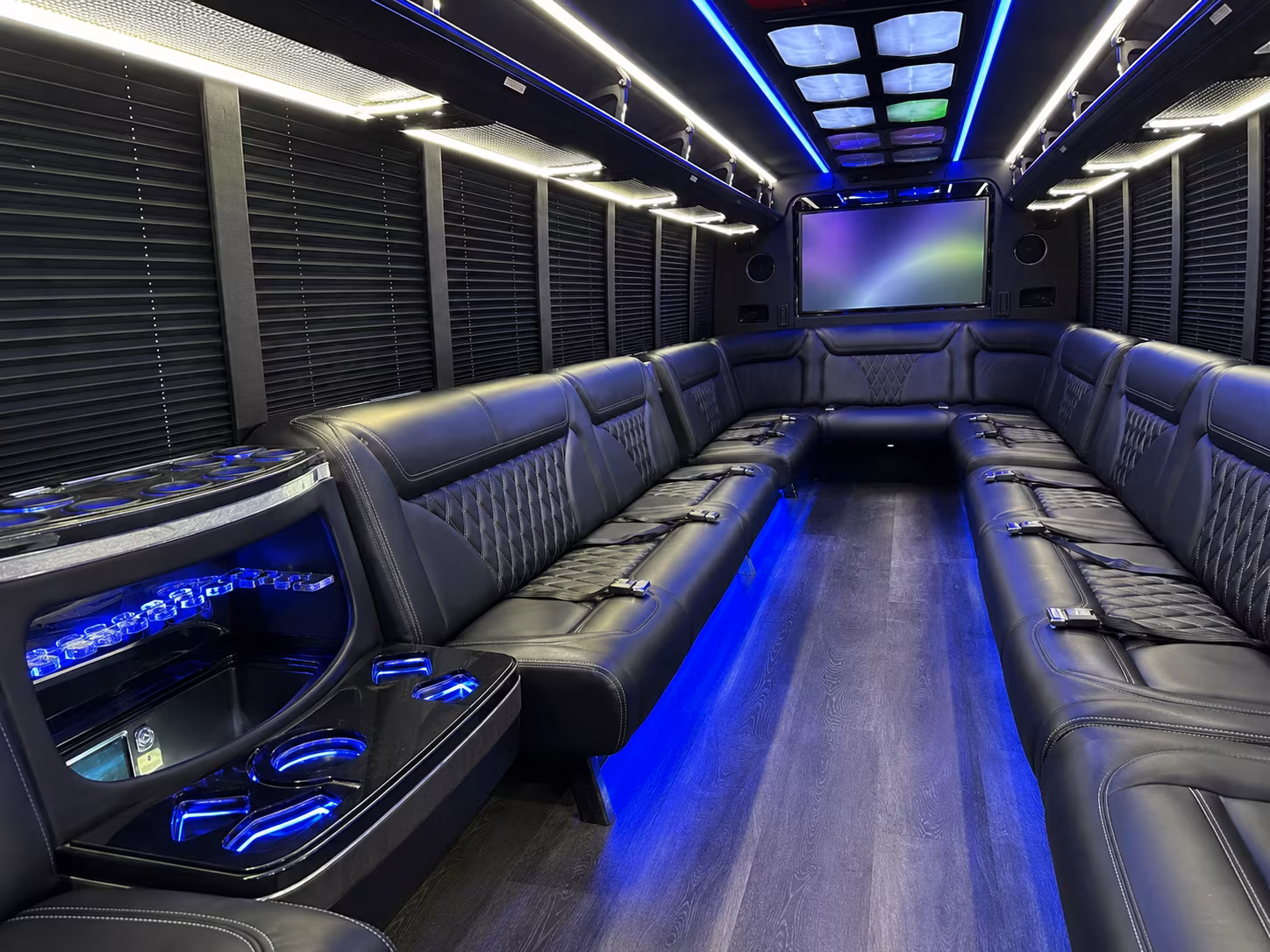 st charles 20 passenger party bus inside