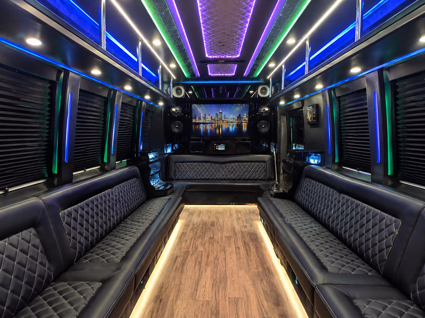 st charles 25 passenger party bus interior
