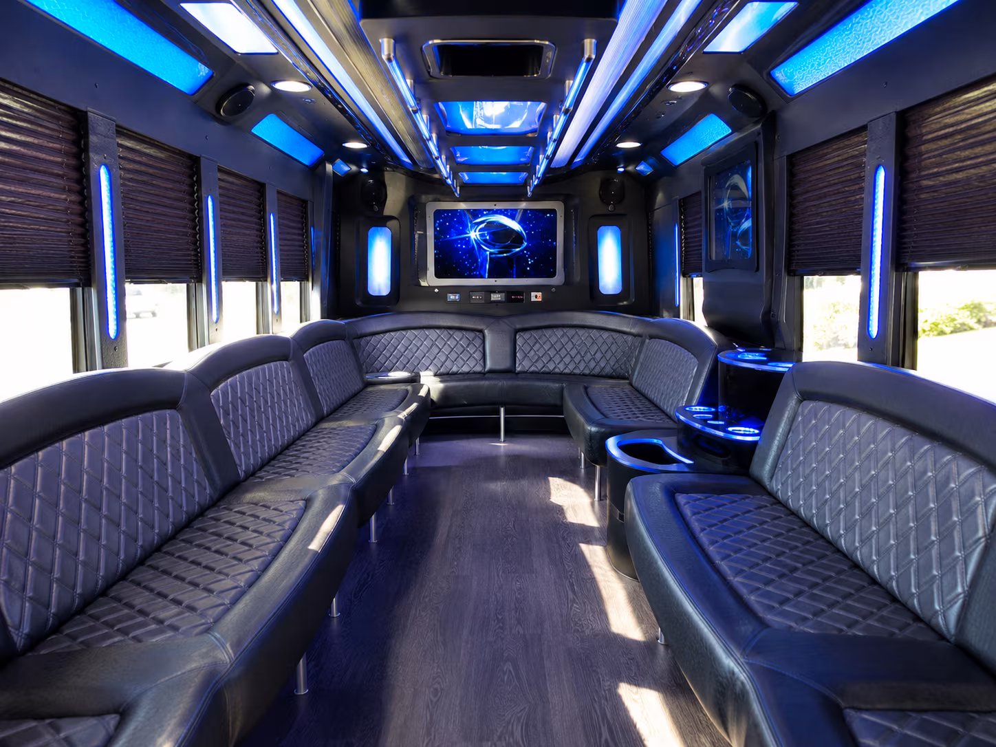 st charles 28 passenger party bus inside