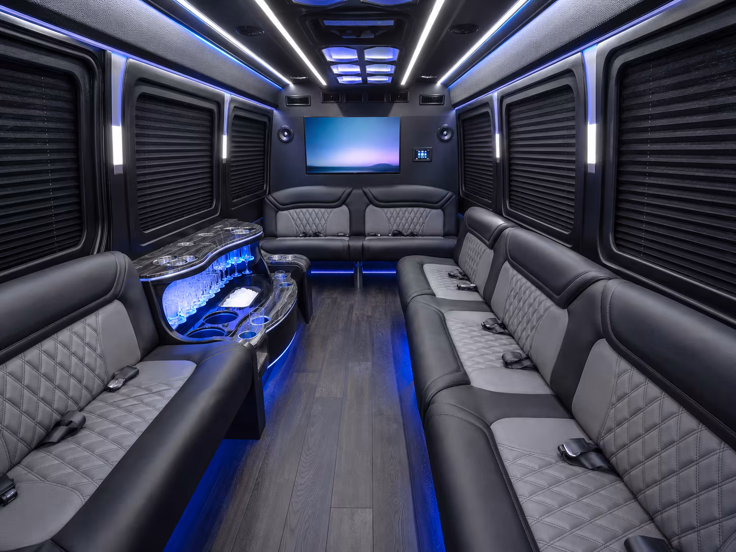 st charles 30 passenger party bus inside