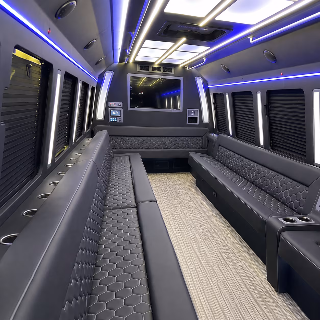 st charles 40 passenger party bus inside