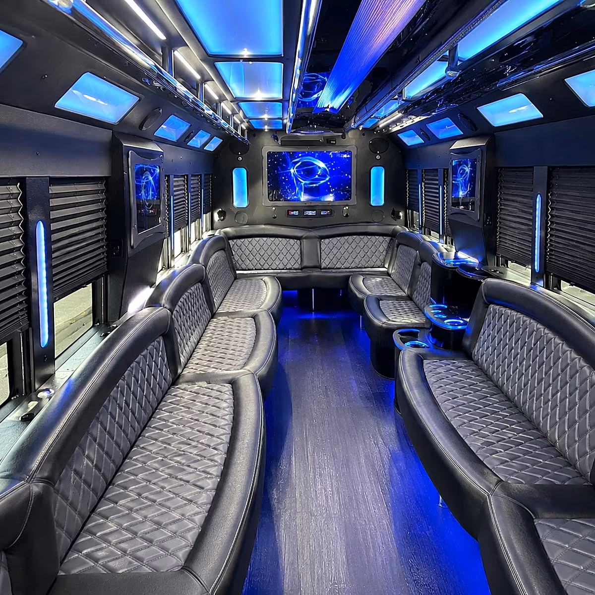 st charles 50 passenger party bus interior